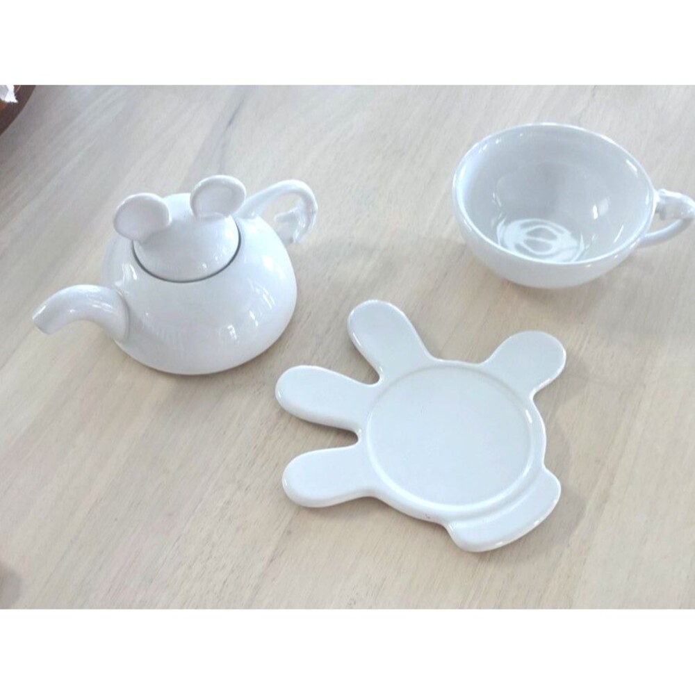 Disney Thailand Mickey Mouse 3 Pc white tea for one teapot cup mug set
